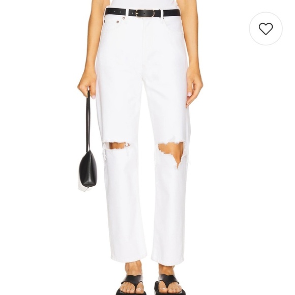 Agolde Denim - AGOLDE 90's Mid Rise Loose in Cloudburst White Distressed Women's Jeans size 26